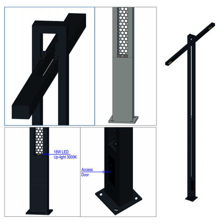 Modern 3m 4m 5m 6m 50w Aluminium led landscape pole light Garden light pole lamp post