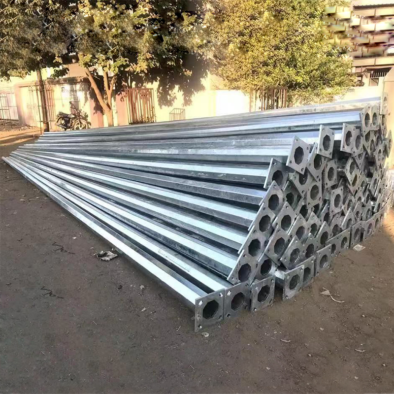 Customized price outdoor decorative 5m 6m 8m 10m 12m galvanized single and double solar street light lamp pole 