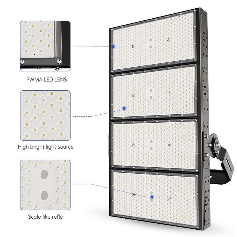 new Aluminum housing 500w 600w 800w 1000w 1200w 1500w 1800w 2000w smart sport stadium High mast led flood light
